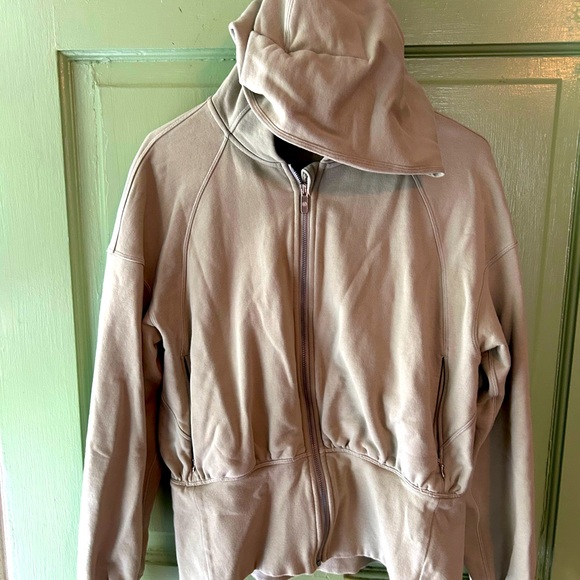 Lululemon Hugged Waist Cotton Zip Hoodie taupe size 10 - Picture 2 of 8